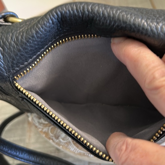 PERLINA CLAIR GENUINE PEBBLED SOFT BLACK LEATHER CROSSBODY BAG PURSE - Picture 3 of 15